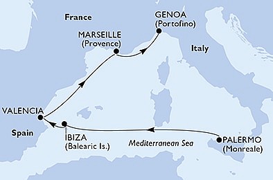 Taliansko, Španielsko, Francúzsko z Palerma na lodi MSC Seaside, plavba s bonusom