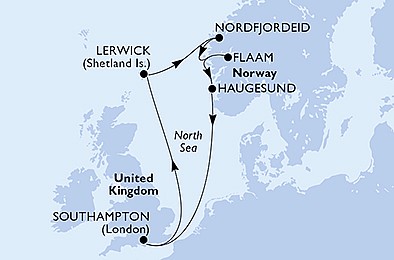 Veľká Británia, Nórsko zo Southamptonu na lodi MSC Virtuosa, plavba s bonusom