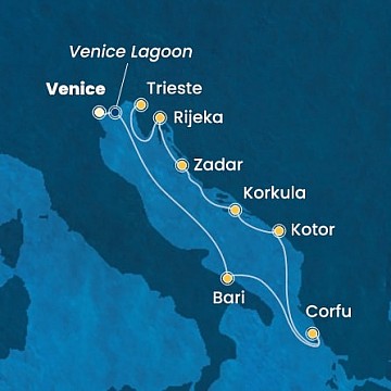Taliansko, Grécko, Čierna Hora, Chorvátsko z Marghery na lodi Costa Deliziosa