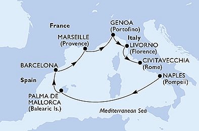Taliansko, Španielsko, Francúzsko z Neapolu na lodi MSC Fantasia, plavba s bonusom