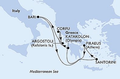 Grécko, Taliansko z Pireusu na lodi MSC Opera, plavba s bonusom