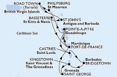 Barbados, Svätý Vincent a Grenadiny, Grenada, Martinik, Svätá Lucia z Bridgetownu na lodi MSC Virtuosa, plavba s bonusom