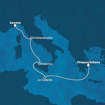 Taliansko, Malta, Grécko zo Savony na lodi Costa Fortuna