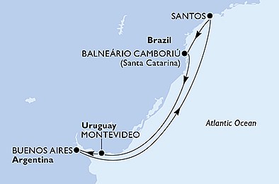 Brazília, Uruguaj, Argentína z Camboriu na lodi MSC Seaview, plavba s bonusom