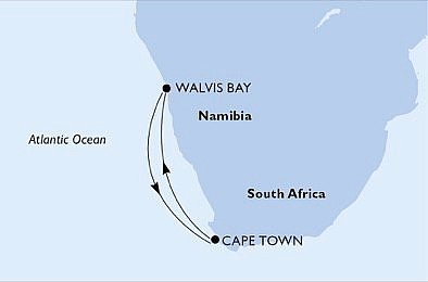 Juhoafrická republika, Namíbia z Kapského Mesta na lodi MSC Musica