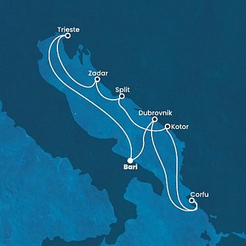 Taliansko, Chorvátsko, Grécko, Čierna Hora z Bari na lodi Costa Deliziosa