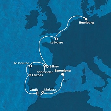 Španielsko, Portugalsko, Francúzsko, Nemecko z Barcelony na lodi Costa Favolosa