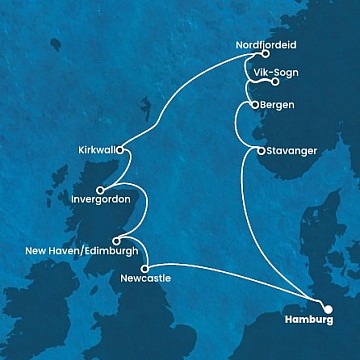 Nemecko, Veľká Británia, Nórsko z Hamburgu na lodi Costa Favolosa