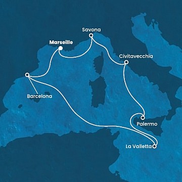 Francúzsko, Taliansko, Malta, Španielsko z Marseille na lodi Costa Fortuna