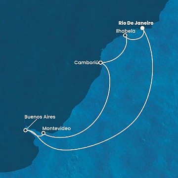 Brazília, Uruguaj, Argentína z Rio de Janeira na lodi Costa Favolosa