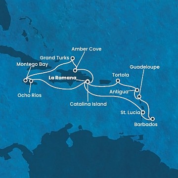Dominikánska republika, Jamajka, Veľká Británia, Svätá Lucia, Barbados, Guadeloupe, ... z La Romany na lodi Costa Fascinosa
