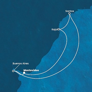 Uruguaj, Argentína, Brazília z Montevidea na lodi Costa Diadema
