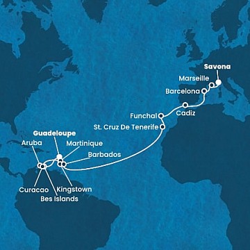 Guadeloupe, Bonaire, Aruba, Curacao, Martinik, Svätý Vincent a Grenadiny, ... z Pointe-a-Pitre na lodi Costa Fortuna