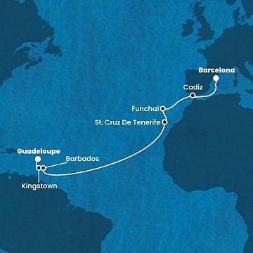 Guadeloupe, Svätý Vincent a Grenadiny, Barbados, Španielsko, Portugalsko z Pointe-a-Pitre na lodi Costa Fortuna