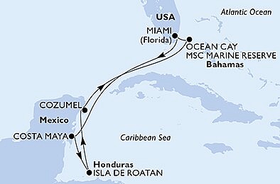 USA, Mexiko, Honduras, Bahamy z Miami na lodi MSC World America