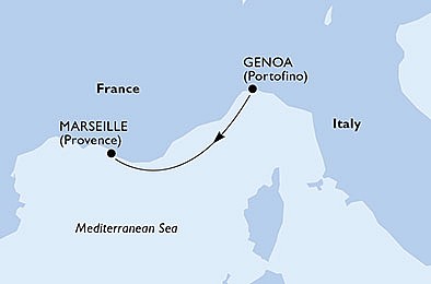 Taliansko, Francúzsko z Janova na lodi MSC Splendida