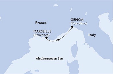 Francúzsko, Taliansko z Marseille na lodi MSC Grandiosa