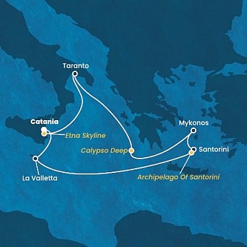 Taliansko, , Grécko, Malta z Katánie na lodi Costa Fascinosa