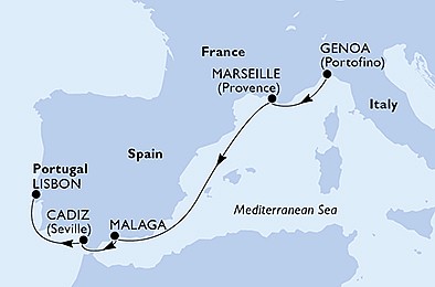Taliansko, Francúzsko, Španielsko, Portugalsko z Janova na lodi MSC Musica, plavba s bonusom