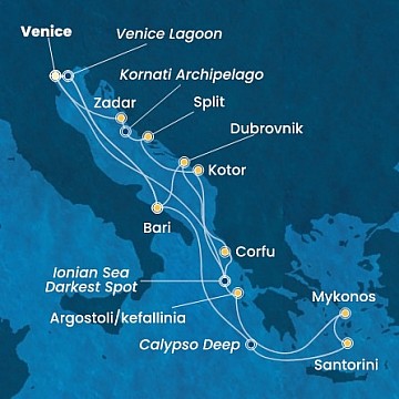 Taliansko, Chorvátsko, Grécko, Čierna Hora z Marghery na lodi Costa Deliziosa