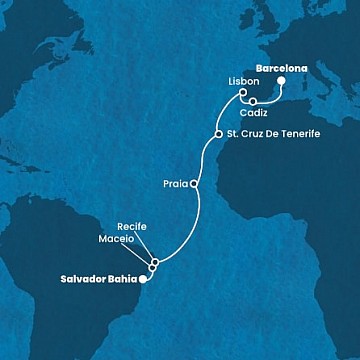 Brazília, Kapverdy, Španielsko, Portugalsko zo Salvadoru na lodi Costa Pacifica