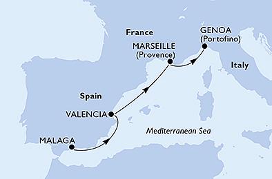 Španielsko, Francúzsko, Taliansko z Málagy na lodi MSC Grandiosa