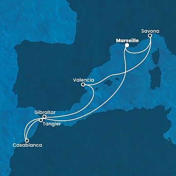 Francúzsko, Maroko, Gibraltár, Španielsko, Taliansko z Marseille na lodi Costa Favolosa