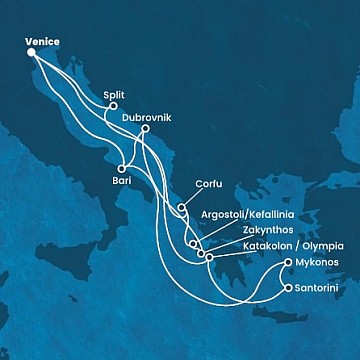 Taliansko, Chorvátsko, Grécko na lodi Costa Deliziosa