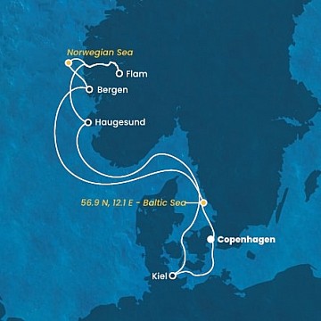 Dánsko, , Nórsko, Nemecko z Kodaně na lodi Costa Diadema