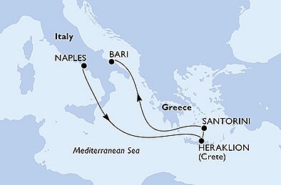 Taliansko, Grécko z Neapolu na lodi MSC Opera