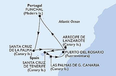 Španielsko, Portugalsko z Las Palmas na lodi MSC Opera, plavba s bonusom