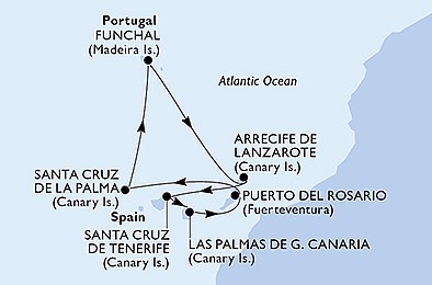 Španielsko, Portugalsko z Tenerife na lodi MSC Opera