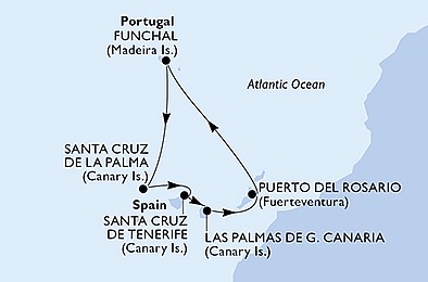 Portugalsko, Španielsko z Funchalu na lodi MSC Opera, plavba s bonusom