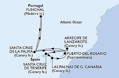 Portugalsko, Španielsko z Funchalu na lodi MSC Opera, plavba s bonusom