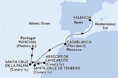 Portugalsko, Španielsko, Maroko z Funchalu na lodi MSC Opera, plavba s bonusom