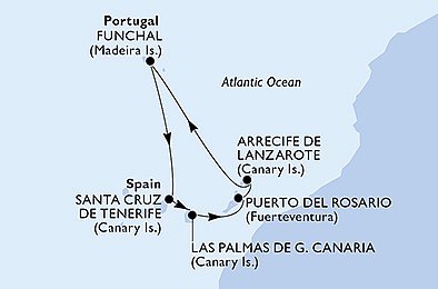 Španielsko, Portugalsko z Tenerife na lodi MSC Opera, plavba s bonusom