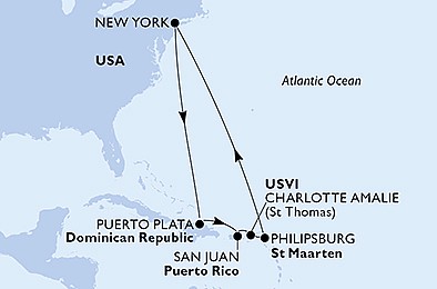 USA - Východné pobrežie, Dominikánska republika, USA, Svatý Martin z New Yorku na lodi MSC Meraviglia, plavba s bonusom